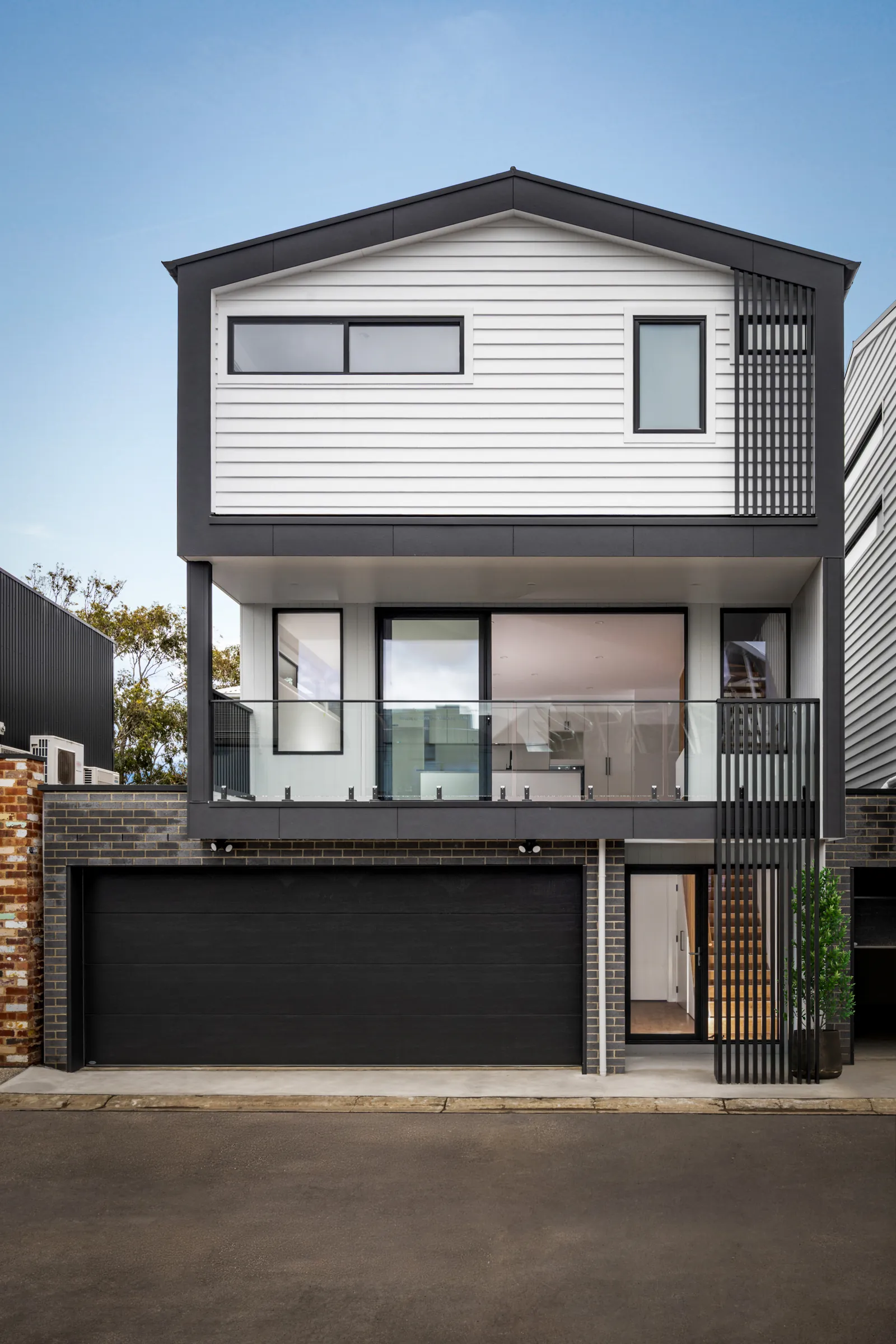 Street facade of an architect-designed home on Lonsdale Drive, South Geelong