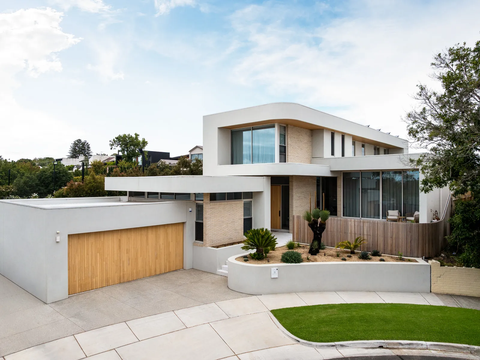 Completed street facade of a custom build at Chesterfield Court, Newtown