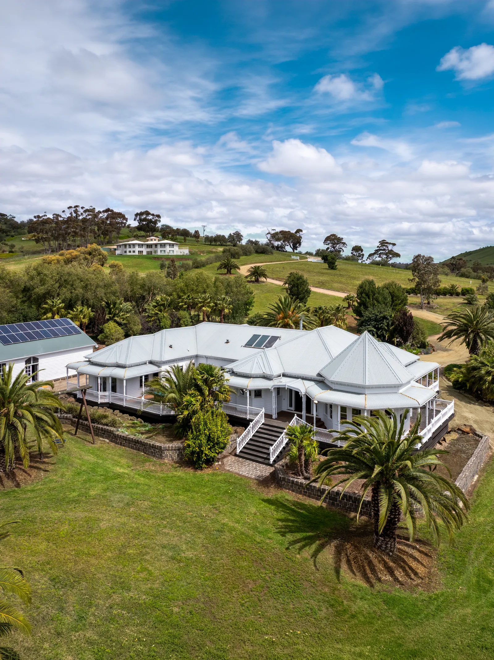 Aerial photo of a country homestead on acreage at Maude in the Golden Plains